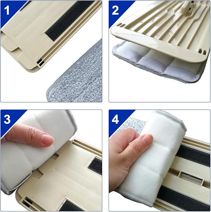 Microfiber Mop Cleaning Pads Flat: 10 Packs 13" X 4.9" Washable Pads for Floor Cleaning Compatible with Tethys & Most 13 Inch Flat Mop - Pads Replacement for Bucket Set
