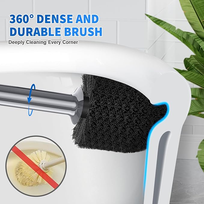 Toilet Plunger and Brush,2 Pack Bowl Brush and Heavy Duty Toilet Plunger Set with Ventilated Holder, 2-in-1 Toilet Brush and Plunger Combo for 5.3-inch Toilet DrainBathroom Cleaning