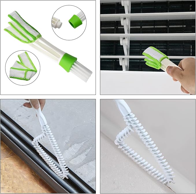 8 Pcs Hand-held Groove Gap Cleaning Tools - Door Window Track Crevice Cleaning Brushes Blind Cleaner Duster, Window Magic Cleaning Brush for Shower Door, Car Vents, Air Conditioner, Keyboard