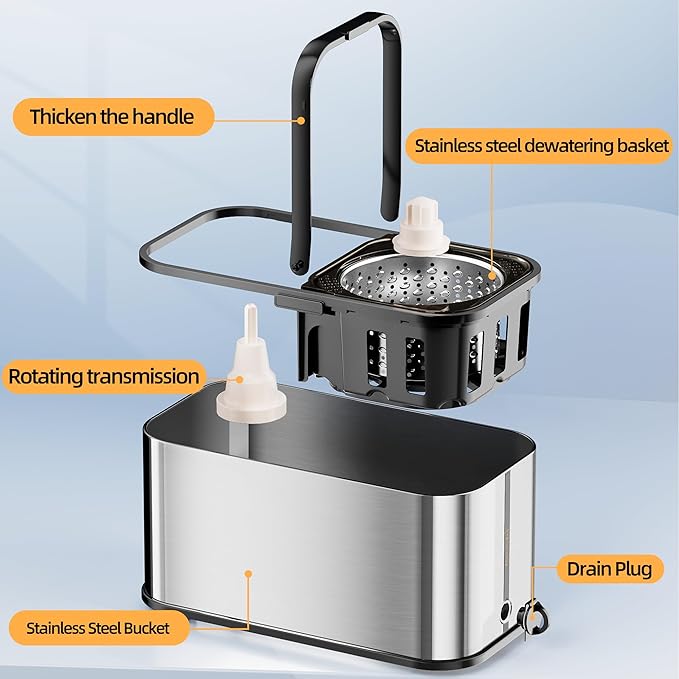 Spin Mop and Bucket with Wringer Set for Home,360° Mop and Bucket with Separate Clean and Dirty Water,Wet Dust Mop for Floor Cleaning with Extra Refills (Square Silver)