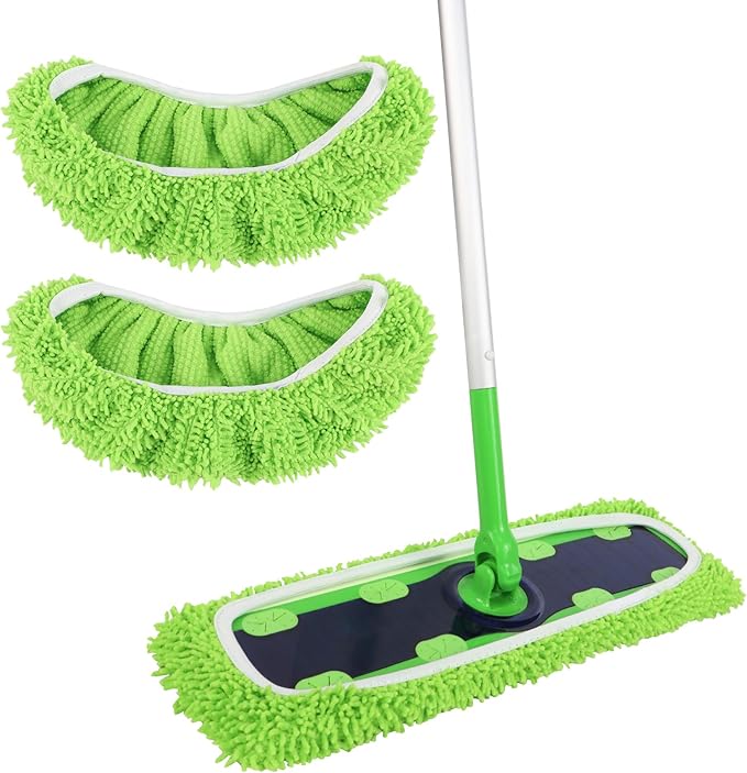2 Pack X-Large Reusable 100% Coral Fleece Mop Pads Compatible with Swiffer XL（17'' x 5''）, Washable Pads for Surface/Hardwood Floor Cleaning (Mop is Not Included)