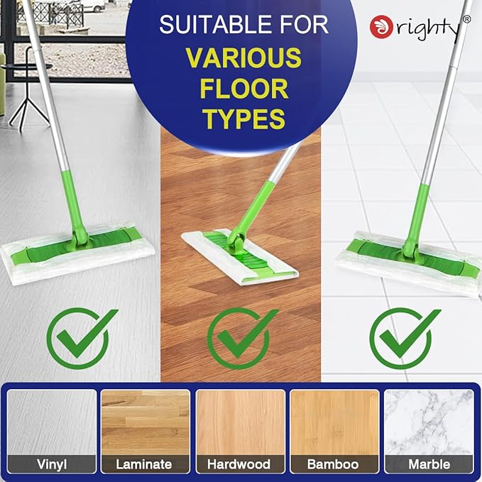 Orighty Dry Sweeping Cloths, Mop Pads Refills Compatible with Swiffer Sweeper, 52 Count Disposable Duster Refills for Floor Mopping and Cleaning