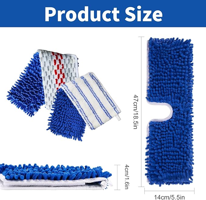 2 Pack Flip Mop Refills Compatible with O Cedar Mop, Flat Dust Mop Head Replacement for Dry & Wet Use, Chenille + Microfiber Mop Cover Pad for Deeper Cleaning, Double Sided Use for Hardwood Floor