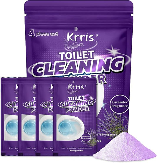 Toilet Bowl Cleaner Powder - Self-Activating Toilet Cleaner for Stubborn Stains & Limescale, Deep Cleaning Foam with Lavender Fragrance, Safe Toilet Cleaning Supplies (4 Packs × 3 oz)