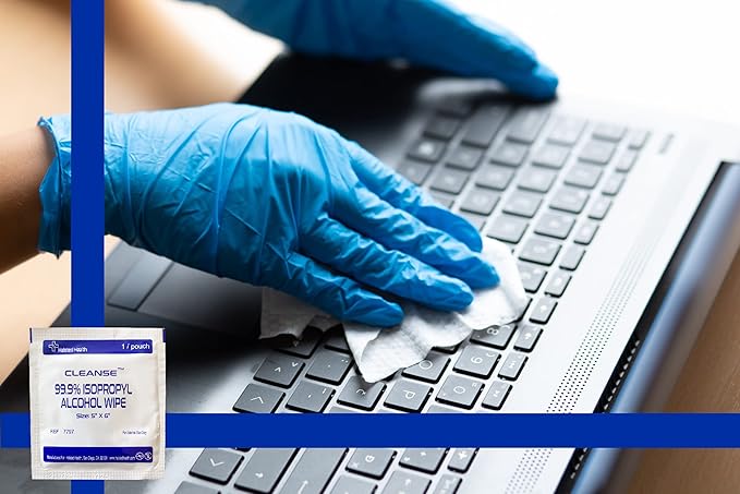 Cleanse 99.9% Isopropyl Alcohol Handy Wipes, 50 Counts Lint Free Non-Abrasive No Water Residue Ideal for Electronics, Household, Work Equipment Safe for Tech Cleaning & Screens (6 x 5 inches)