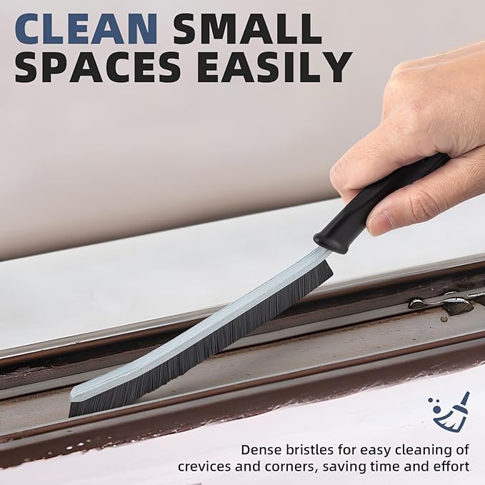 Hard Bristle Crevice Cleaning Brush - Cleaning Supplies - Grout Cleaning Brushes for Household Use - Crevice Cleaning Tool for Bathroom, Home and Kitchen (5, Black)