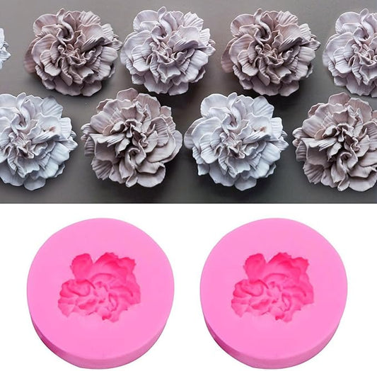 Wehous 2PCS Carnation Flower Candle Molds, 3D Flower Fondant Chocolate Cake Cupcake Topper Decoration Mold, Cute Floral Epoxy Resin Candle Soap Wax Concrete Polymer Clay Casting Craft Mould