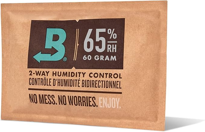 Boveda 65% Two-Way Humidity Control Pack for Up to 25 Items – Size 60 – Single – Aging & Long-Term Storage in Plastic & Wood Boxes – Moisture Absorber – Humidifier Pack – Individually Wrapped