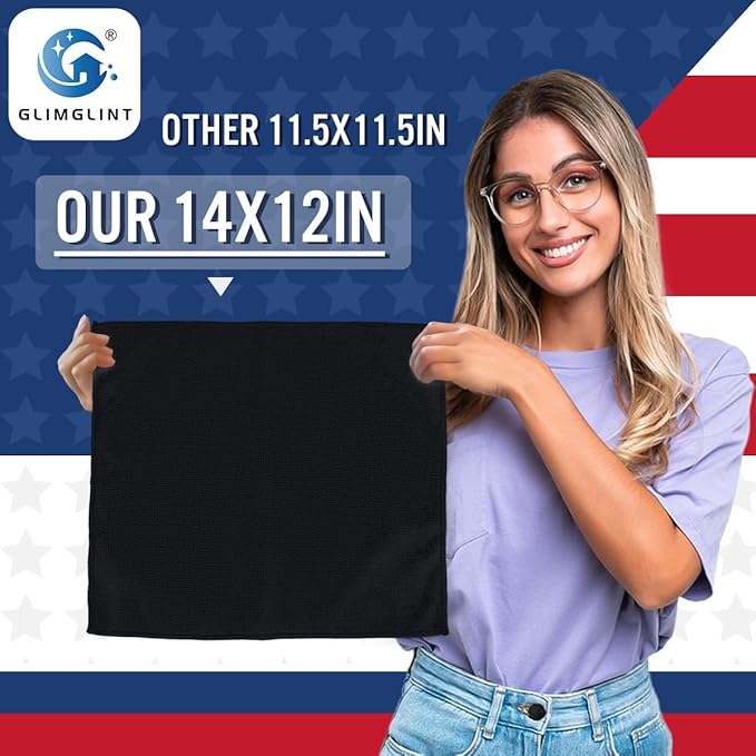 GLIMGLINT Black Microfiber Cleaning Cloth, 150 Pack Microfiber Towels for Cars, Lint Free, Scratch-Free, Highly Absorbent, Reusable Cleaning Rags for Car, Household, Shop Towels 14"X12"