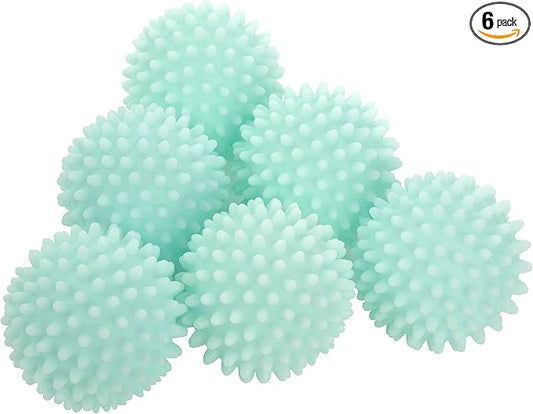 S&T INC. Reusable Plastic Dryer Balls, Fabric Softener for Laundry, Blue, 2.5 in, 6 Pack