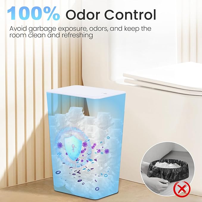 3 Pack 4 Gallon Bathroom Small Trash Can with Lid, 15L Slim Garbage Bin Wastebasket with Pop-Up Lid for Bedroom, Office, Kitchen, Dorm, Fits Under Desk