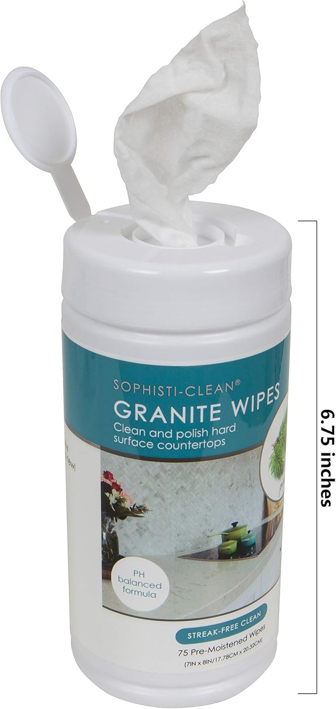 Evriholder Sophisti-Clean Granite Wipes 75 Count, Pre-Moistened Disposable Cloths for Hard Surface Countertops, Pine Fragrance, Pack of 2, Model: SCG2P6-AMZ
