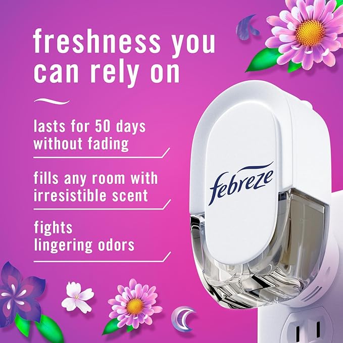 Febreze Odor-Fighting Fade Defy PLUG Air Freshener, Gain Moonlight Breeze, Gain Original, 0.87 fl. oz. Oil Refills, 4 Refills (2 of Each)