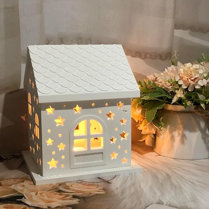 Decorative House Silicone Resin Mold Set, Christmas Night Light Casting Molds with Star Pattern, DIY Epoxy Craft