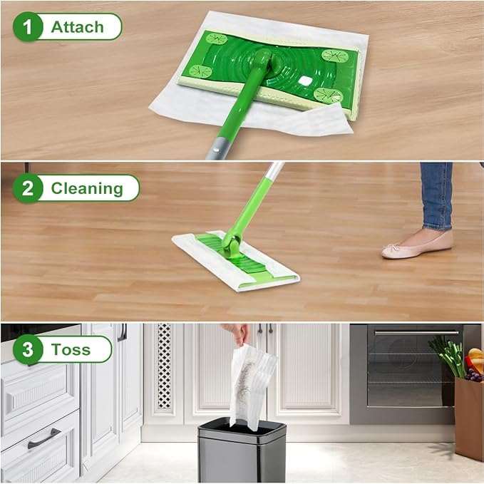 Orighty Dry Sweeping Cloths, Mop Pads Refills Compatible with Swiffer Sweeper, 52 Count Disposable Duster Refills for Floor Mopping and Cleaning