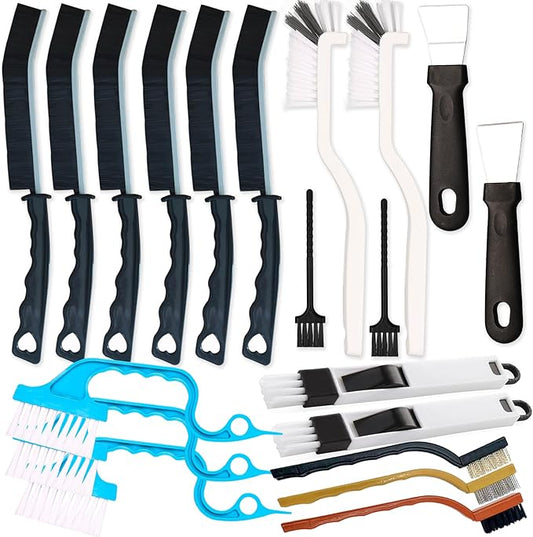 20 PCS Crevice Cleaning Brush Set - Multi-Purpose Hard Bristle Brushes for Deep Cleaning Kitchen, Bathroom, Grout, Sink, Cup, Blender, Corners, Tight Spaces