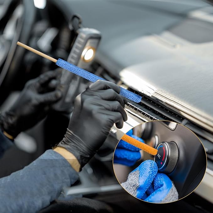 12 Pcs Microfiber Detail Duster Sticks Fan Cleaning Brush Crevice Cleaning Tool AC Vent Cleaner Mini Split Cleaning Kit Fan Blade Cleaner Dusters for Cleaning Home Car Window Blind(Multicolors)