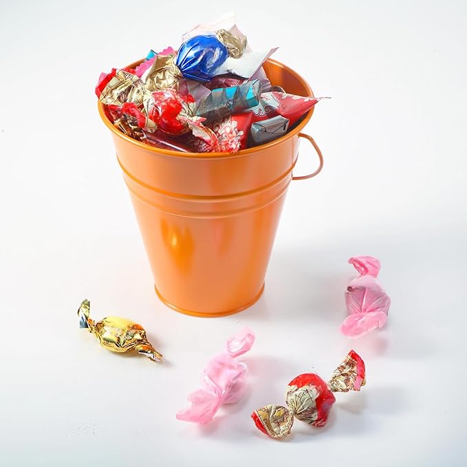 Sadnyy 6 Pack Galvanized Bucket, 5" Metal Bucket with Handles, Metal Buckets and Pails, Kids Party Supplies, Toy Container Table Centerpiece Decoration(Red, Orange, Yellow, Green, Blue, Purple)