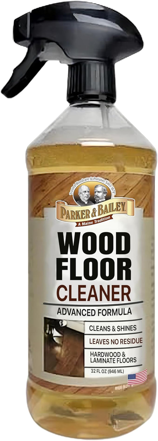 Parker & Bailey WOOD FLOOR CLEANER – Use on Hardwood, Laminated or Faux Finshed Floors. Shine Restorer Protector, Surface Cleaner House Cleaning Supplies Home Improvement, Natural Look, Cuts Grease