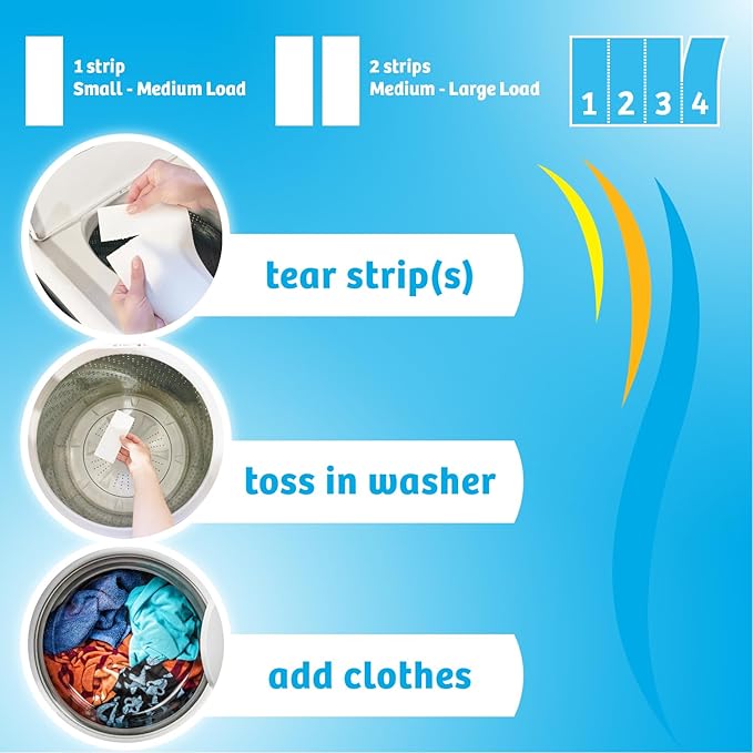 Breezeo Laundry Detergent Strips (48 strips) - Fresh Linen Scent - More Convenient than Pods, Pacs, Liquids or Powders – Great for Home, Dorm, Travel, Camping & Hand-Washing