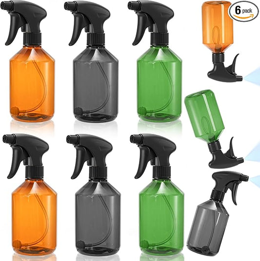Bekith 6 Pack 360° Plastic Spray Bottles, 17oz/510ml Empty Refillable Containers, Upside Down Fine Mist Spray Bottle with Adjustable Nozzle for Cleaning, Cooking, Hair, Plant