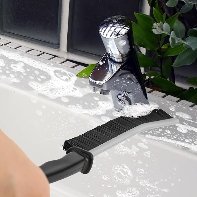 Gap Cleaning Brush Grout Cleaner Brush with Hard Handle Scrub Deep Tile Joints Stiff Angled Bristles for Showers, Bathtubs, Kitchens - Multi-Surface All-Around Household Cleaning Tool