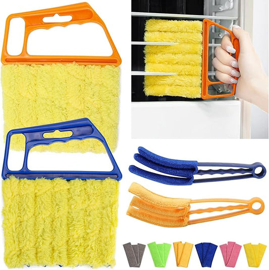 10Pcs Window Blind Cleaner Duster Set, Washable Dusting Cleaner Air Vent Cleaning Tool (Blue)