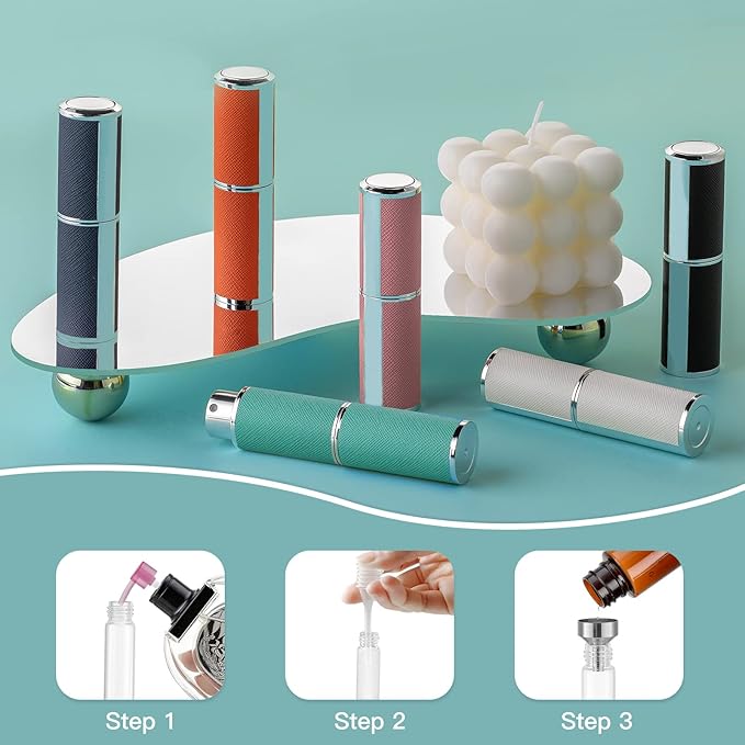 8ML Perfume Atomizer, Empty Leather Cologne Spray Bottle, Mini Perfume Sprayer Dispenser for Travel (1PCS, Orange)