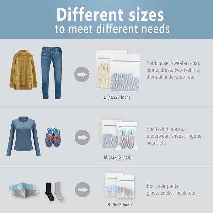 Muchfun 3Pcs Durable Honeycomb Mesh Laundry Bags for Delicates 1 Large, 1 Medium, 1 Small (Honeycomb Mesh)