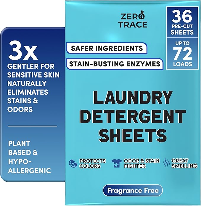 Zero Trace Laundry Detergent Sheets - Fragrance Free Laundry Detergent Ideal Laundry Soap, Perfect Laundry Sheets Detergent Travel Eco-Friendly
