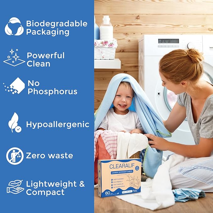 CROS 180 Loads Laundry Detergent Sheets Linen Scent, for Travel, Home, Apartment, Dorm, Laundry Detergent Strips Eco Friendly, Hypoallergenic, Liquidless Washing Supplies