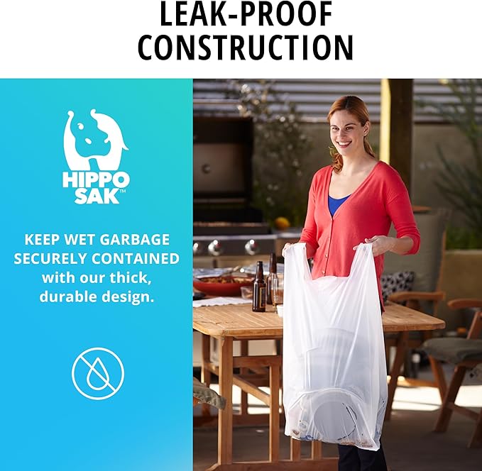 Hippo Sak - Tall Kitchen Garbage Bags with Ergonomic Handles - 13 Gallon Trash Bags - Super Strong Patented Reinforced Bottom and Leak Proof Tall Kitchen Trash Bags - Heavy Duty Trash Bags (270 Count)