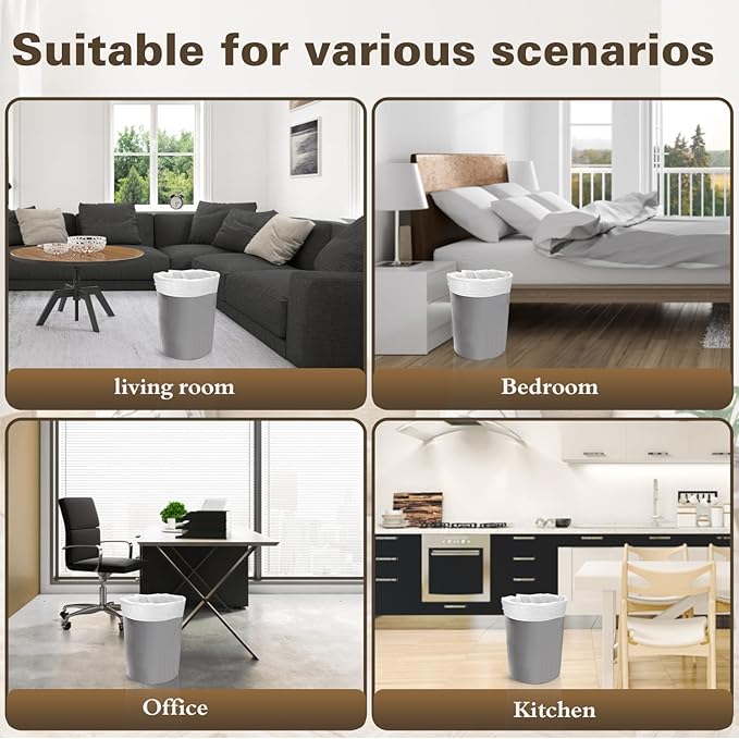 Charmount Small Trash Can Liners, Garbage Bags for Bathroom, Kitchen, Office, Bedroom, 2.6 Gallon, Unscented,105 Counts (White) …