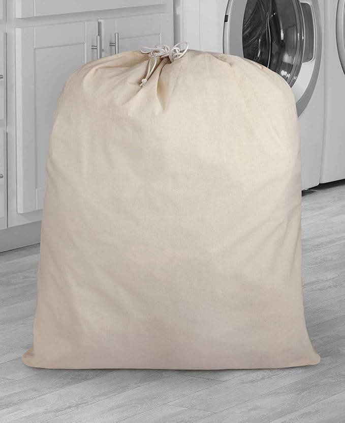 Urban Villa Laundry Bags Canvas Dirty Clothes Travel Laundry Bag Machine Washable|Reusable Hamper Liner Bag for Garments Delicates Lingerie with Drawstring Closure 4 Pack|Size 28 x 36 Inches