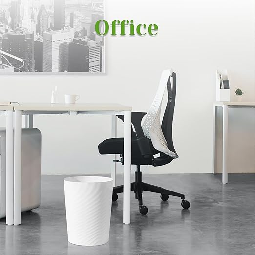 UUJOLY Bathroom Small Trash Can with Trash Bag Plastic Garbage Can Round Waste Basket for Bathrooms, Laundry Room, Kitchens, Offices, Kids Rooms, Dorms, 1.8 Gallons, 3 Pack (White)