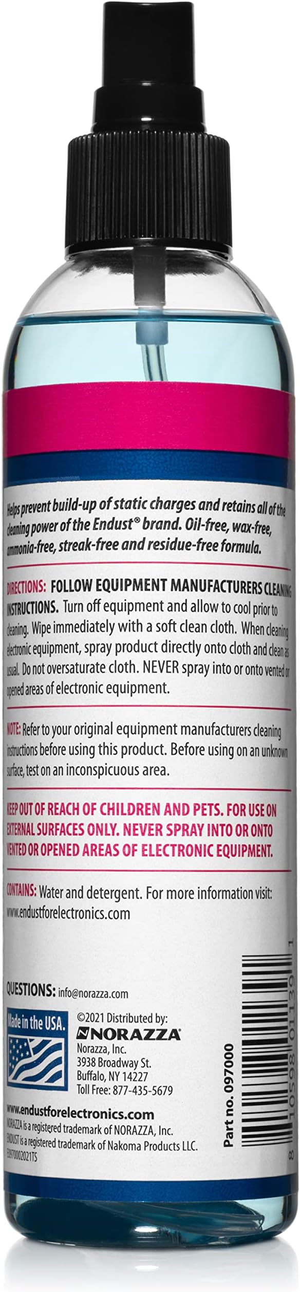 Endust for Electronics; Anti-Static, Screen & Multi-Surface Cleaner Pump Spray; Alcohol Free, Ammonia Free; 8 Fl oz (097000)