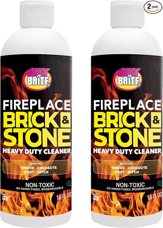 Quick ‘n Brite Fireplace Gel Cleaner for Brick, Stone, Rock, Tile, and Marble, Nonabrasive Fireplace Cleaner, Made in the USA, 16 oz (Pack of 2)