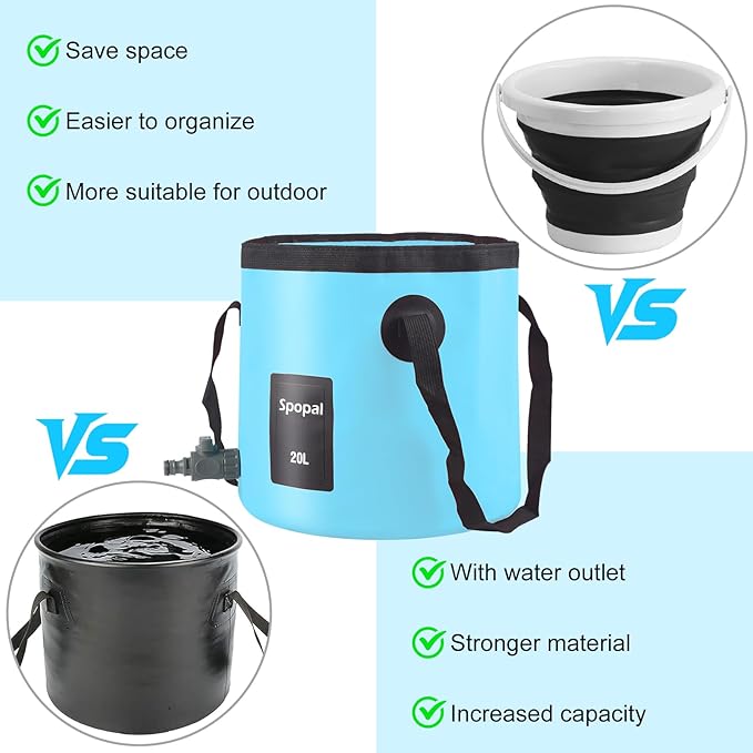 Collapsible Bucket with Handle 20L, Multifunctional Folding Water Container for Camping, Hiking, Traveling, Fishing, Laundry, Gardening, Waterproof, Durable, Lightweight