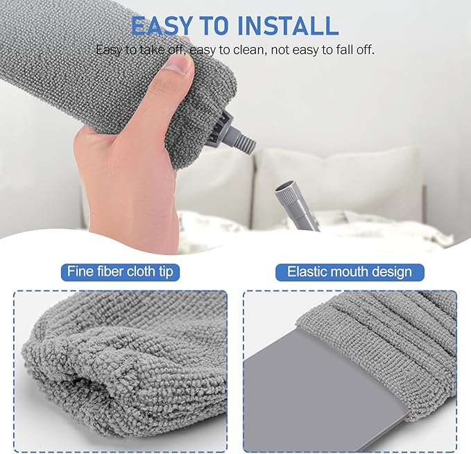 SetSail Dusters for Cleaning, 100-inch Extra-Long Floor Duster with Extension Pole Bendable Microfiber Head Washable Ceiling Fan Cleaner Duster for High Ceilings, Furniture