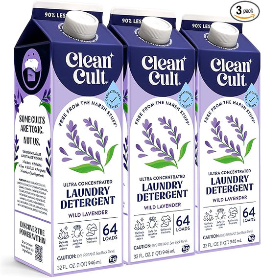 Ultra Concentrated Liquid Laundry Detergent Soap, 192 loads (96 oz), Long Lasting Scent, 90% Less Plastic, No Harsh Chemicals, Wild Lavender, Defeats Stains & Odors, HE/Standard Compatible