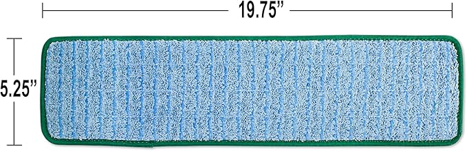 CleanAide Twist Yarn Microfiber Flat Mop Pad with Scrub Strips for 18" Mop Plates, Reusable, Dual-Action Dry & Wet Cleaning for Homes & Offices for Hardwood, Tile, Laminate & Vinyl Floors, Green