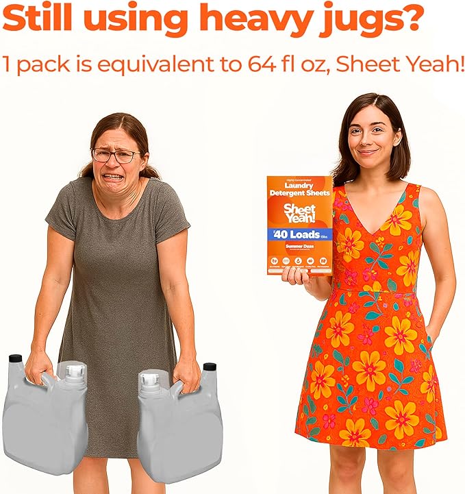 Laundry Detergent Sheets - 40 Loads - No Plastic Jug Concentrated Laundry Detergent, Hypoallergenic, Gentle on Skin - 20 Sheets