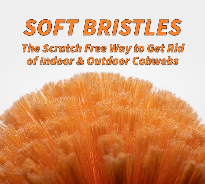 Cobweb Duster Head Brush // Big and Puffy Spider Web Brush for Outdoor & Indoor Web Cleaning // Twist-On Corner Duster Fits Standard Acme Threaded Extension Poles // Best Cobweb Brush Head (No Pole)