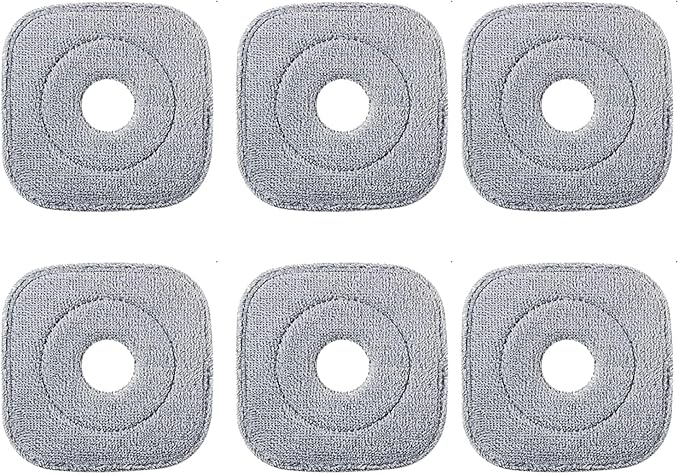 6 Pack 9 Inch Square Microfiber Mop Pad Refill Compatible with True & Tidy SPIN-800 TrueClean Mop M16 Spin Mop and Most Square Spin Mop & Bucket