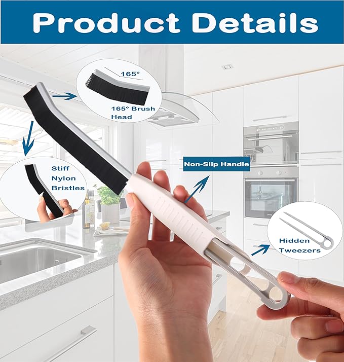 Crevice Cleaning Brush,3pcs Multi-Purpose Cleaning Tool with Stiff Bristles Grout Cleaner Brush,Toilet Brush,Scrub Brush for Shower Tile,Skinny Gap Tools for Household Use,Bathroom,Kitchen