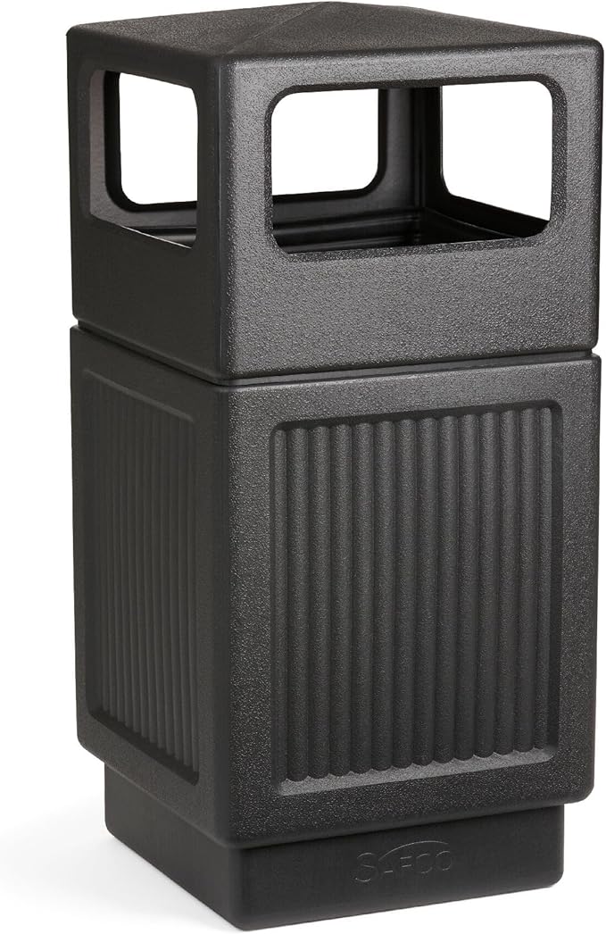 Safco Canmeleon Trash Can, 38 Gallons, Indoor and Outdoor Use, Durable & Weather-Resistant Commercial Garbage Can, Black