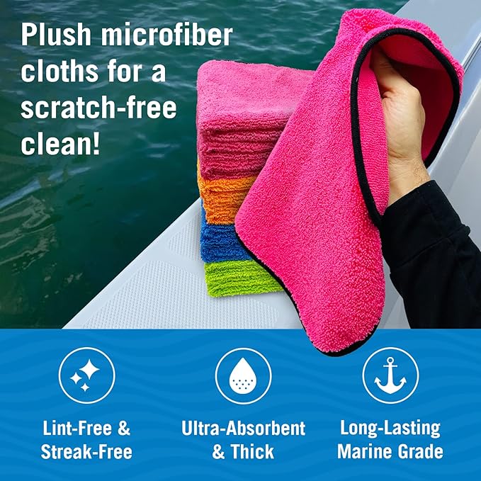 12 Pack Microfiber Cloth Kit, Lint-Free Cleaning Towels for Cars, Boats, and Home, Thick Large Microfiber Cleaning Cloths, Bulk Set