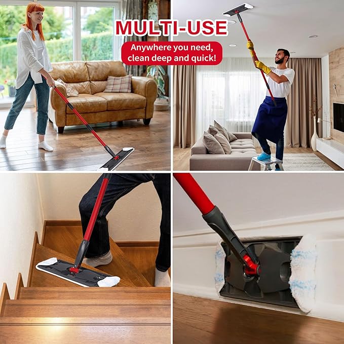 3 Pack Mop Pads Refills, Microfiber Reusable Replacement Mop Pads Flat Replacements Heads for Wet Or Dry Floor Cleaning