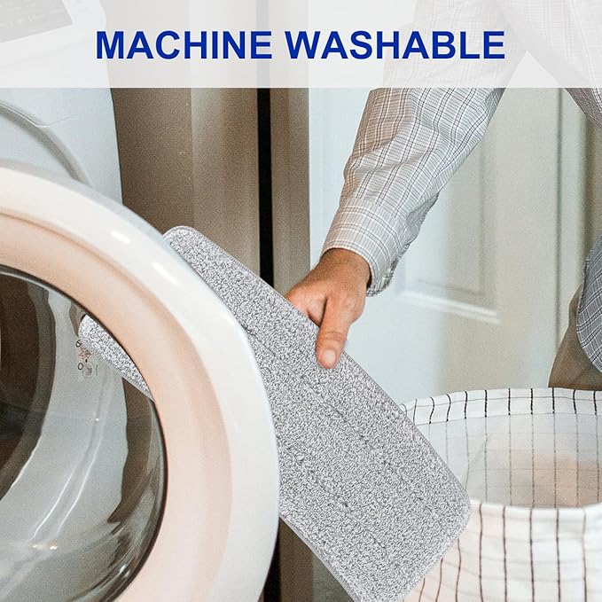 Microfiber Mop Cleaning Pads Flat: 10 Packs 13" X 4.9" Washable Pads for Floor Cleaning Compatible with Tethys & Most 13 Inch Flat Mop - Pads Replacement for Bucket Set