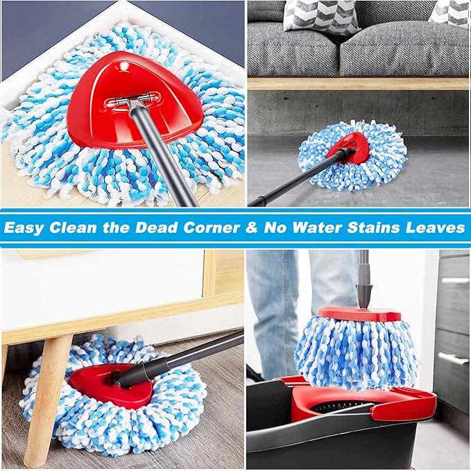 8 Pack Spin Mop Replacement Heads,100% Microfiber Spin Mop Refill Head,360° Spinning Mop Replace Head for Floor Cleaning, Only Fit for RinseClean 2-Tank System